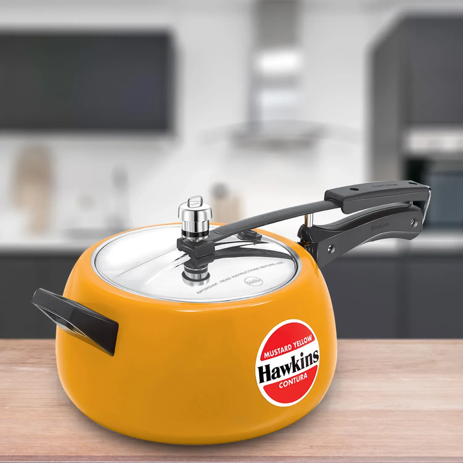 Hawkins Ceramic Non-Stick Coated Yellow Pressure Cooker 5L (CMY50)