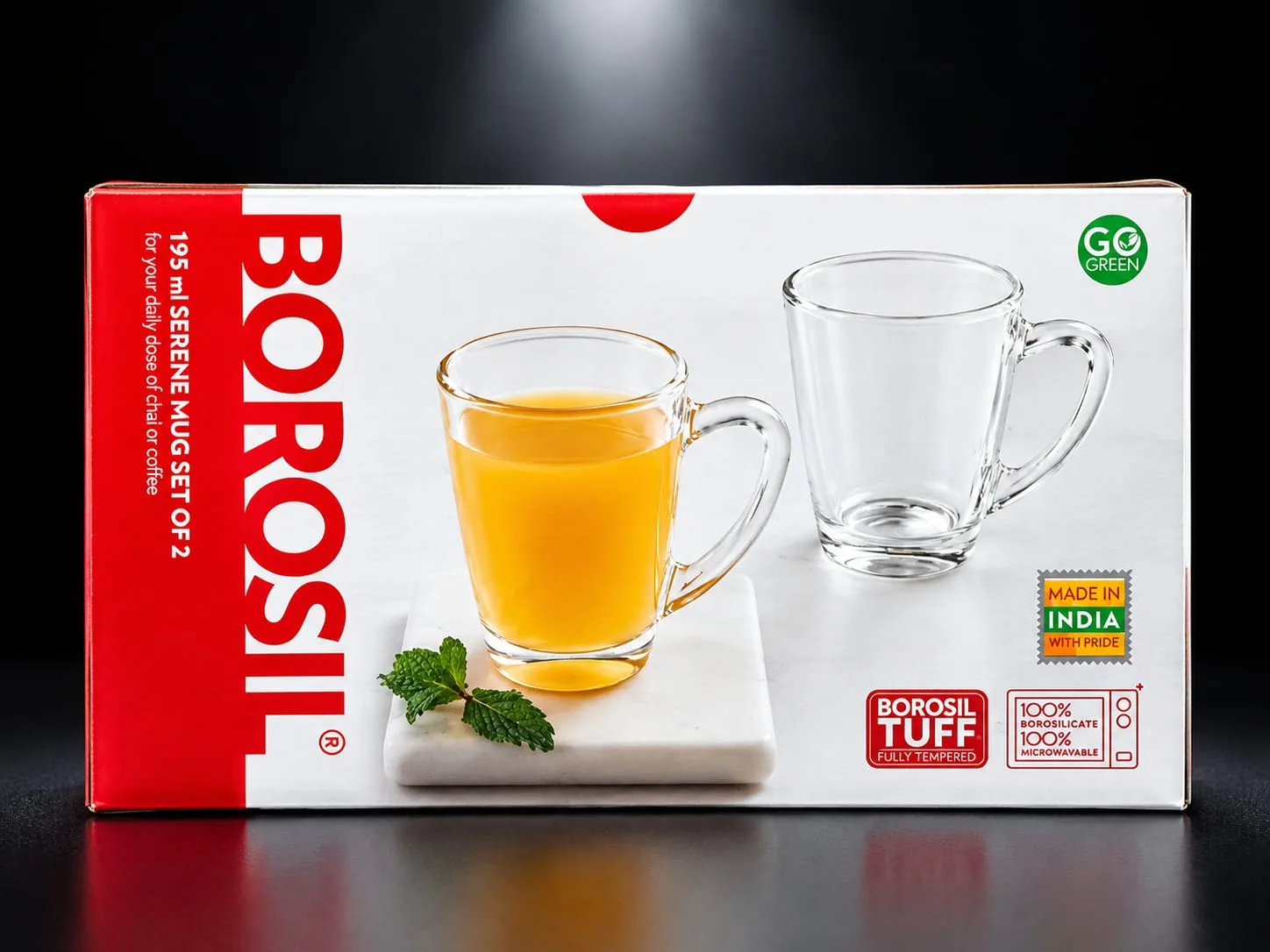 Borosil 195ml Serene Mug Set of 2